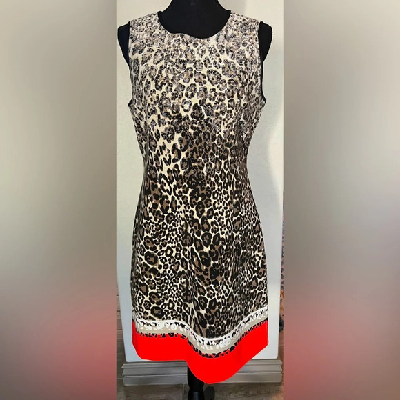 Kenneth Cole NY size 8 sheath leopard print dress, party, office - Picture 1 of 9